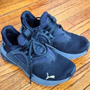 Men's Size 4 Puma Softride Enzo Evo Black Lime Squeeze Sneakers GUC  Org $74